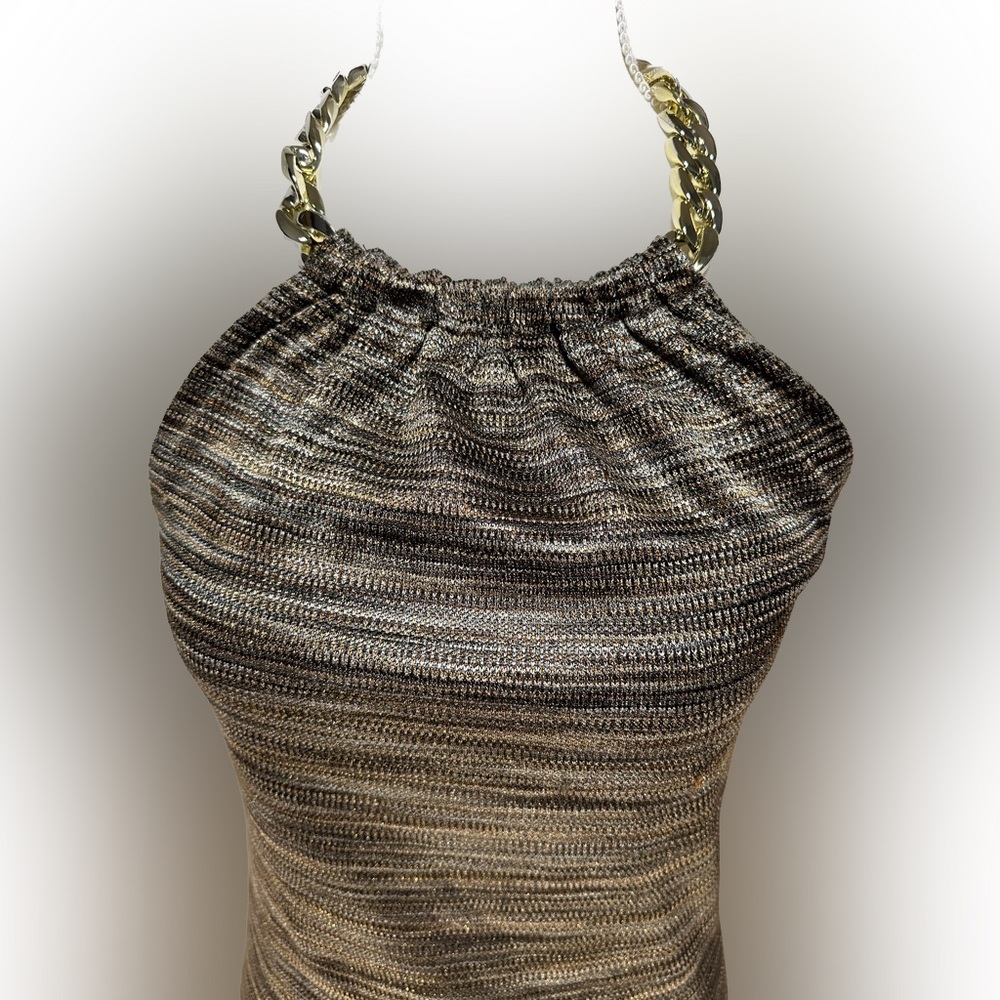 Cache Size M backless top with adjustable chain neckline. - Picture 6 of 8